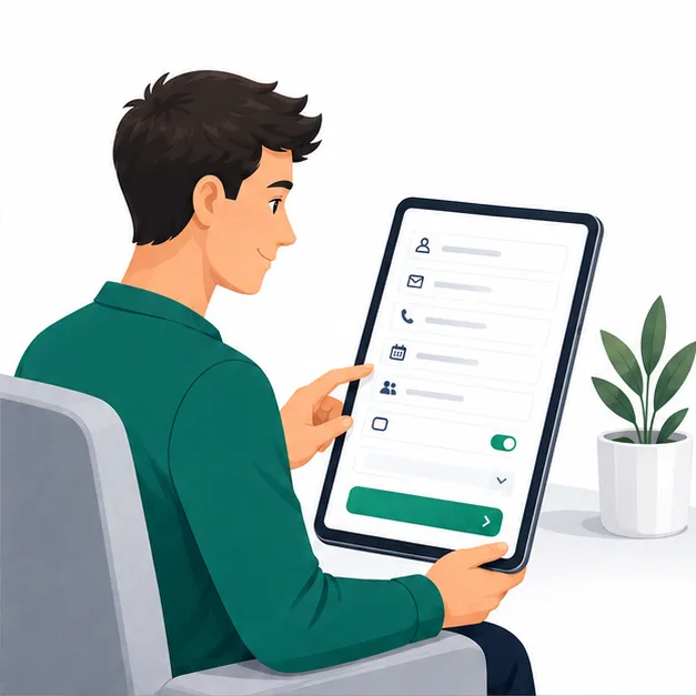 Host vyplňuje online check-in formulář